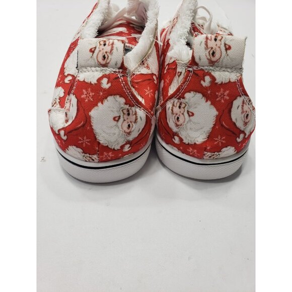 Azura Exchange Red Santa Claus Snowflake Print Flat Canvas Shoes Women Size 41 - Picture 7 of 9